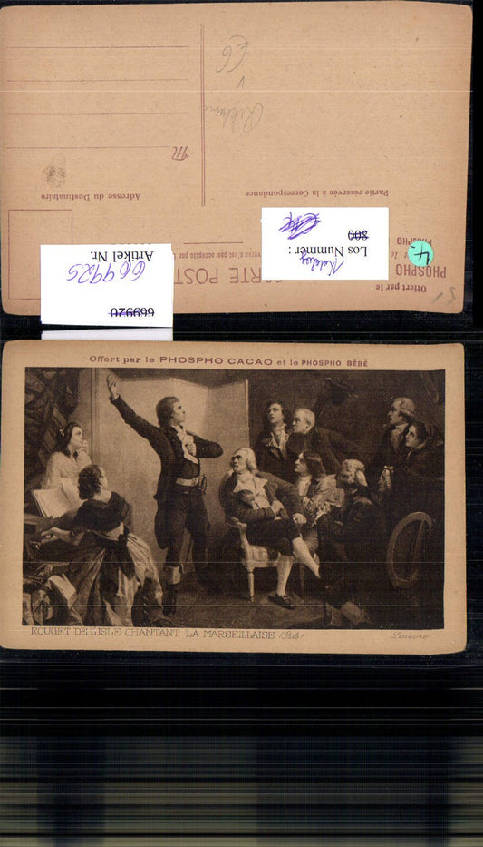 669925,Pils Rouget de L Isle Chantant La marseillaise Revolution France Reklame Phospho Cacao