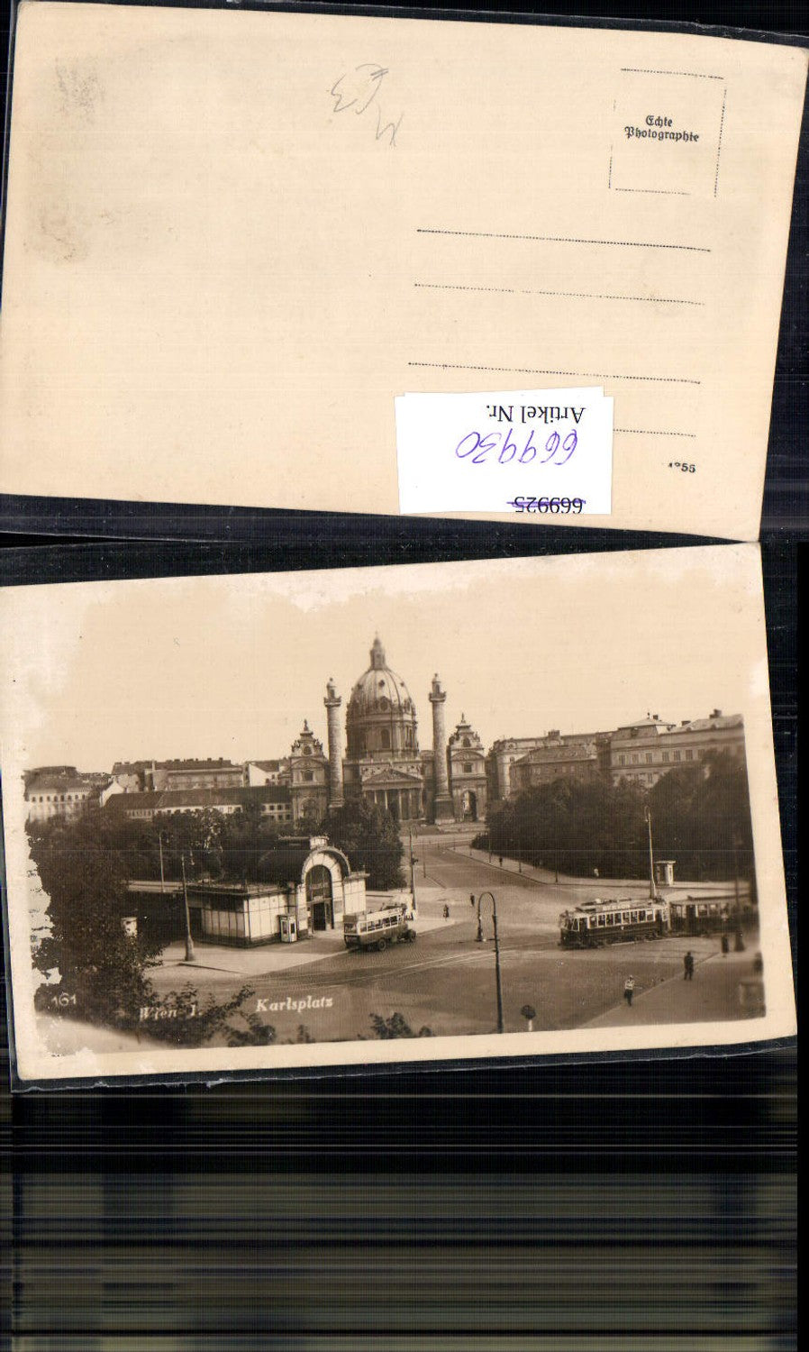 669930,Foto Ak Wien Vienna Karlsplatz Straßenbahn Kirche Bus