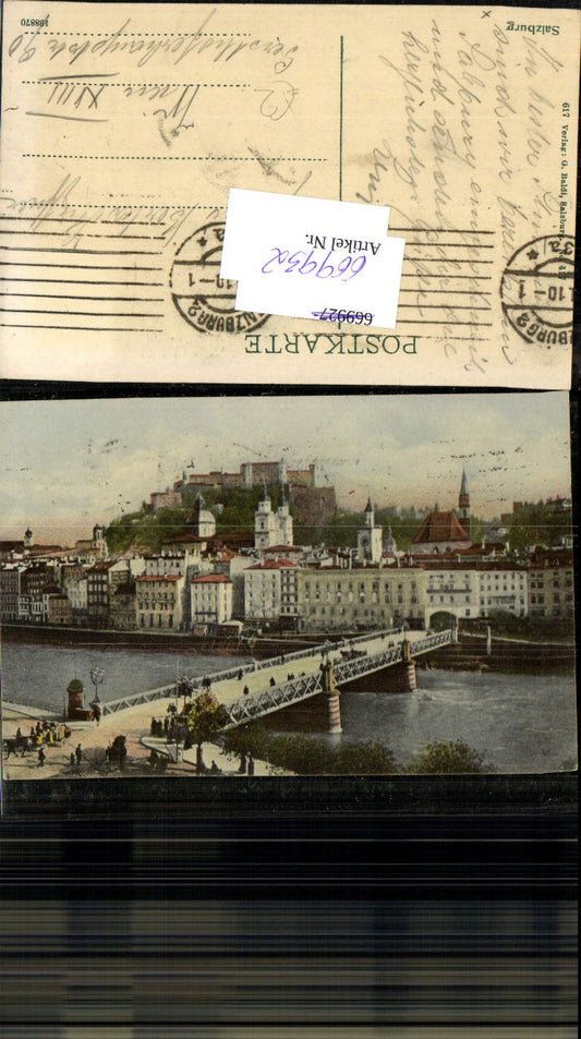 669932,Salzburg Brücke Blick auf Festung Hohensalzburg
