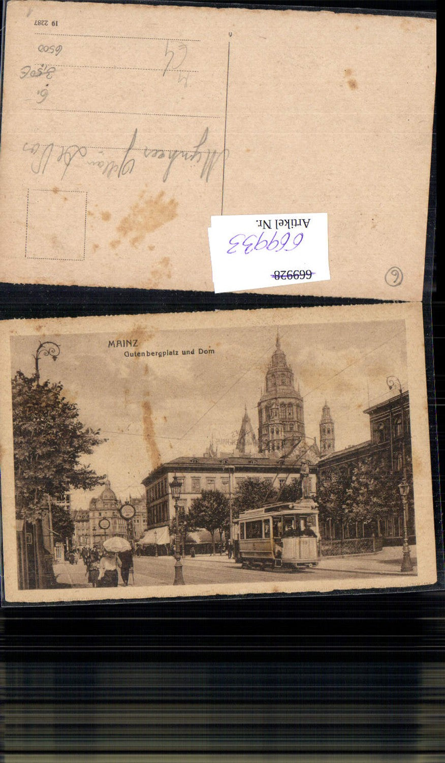 669933,Mainz Gutenbergplatz u. Dom Straßenbahn