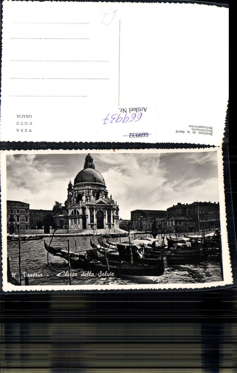 669937,Foto Ak Venezia Venedig Chiesa della Salute Heilungskirche Gondeln Kirche Italy