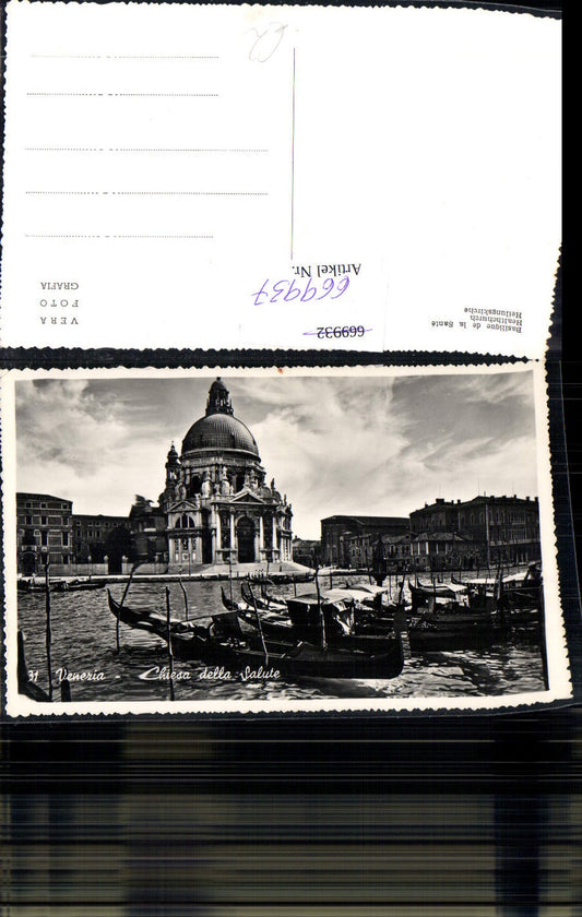 669937,Foto Ak Venezia Venedig Chiesa della Salute Heilungskirche Gondeln Kirche Italy