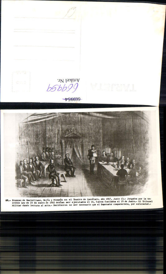 669959,Künstler Ak Riva Palaejos Proceso de Maximilano Prozess 1867 Spain Adel