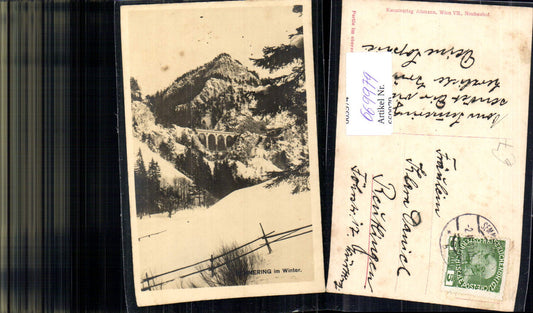 669979,Foto Ak Semmering im Winter Viadukt