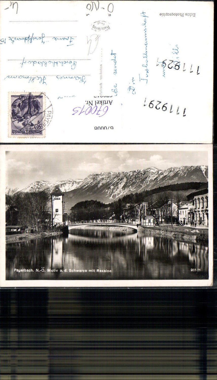 670013,Foto Ak Payerbach a. d. Schwarza mit Raxalpe