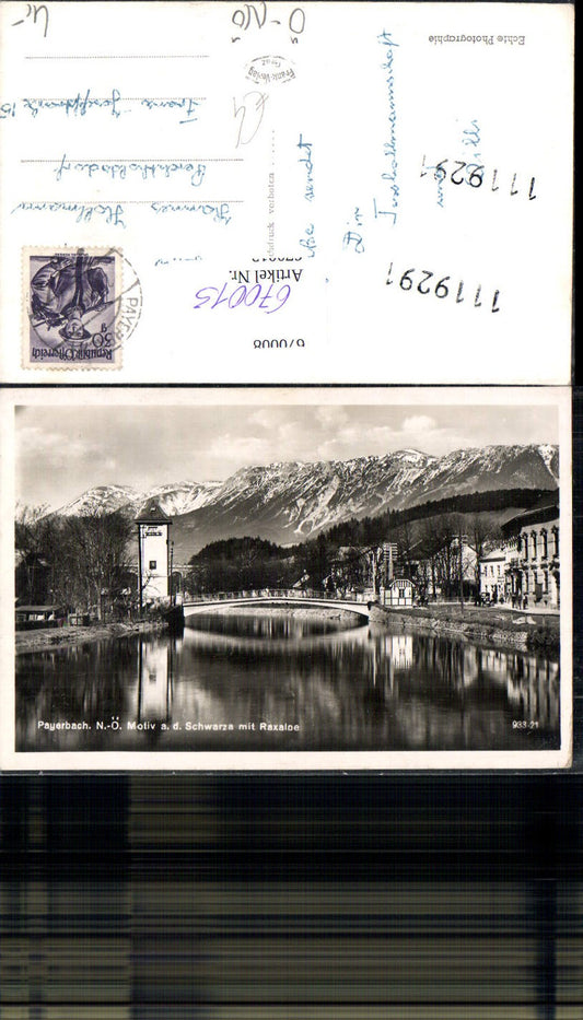 670013,Foto Ak Payerbach a. d. Schwarza mit Raxalpe