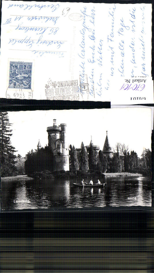 670101,Foto Ak Laxenburg Schloss Teich Ruderboot Schwan Schwäne