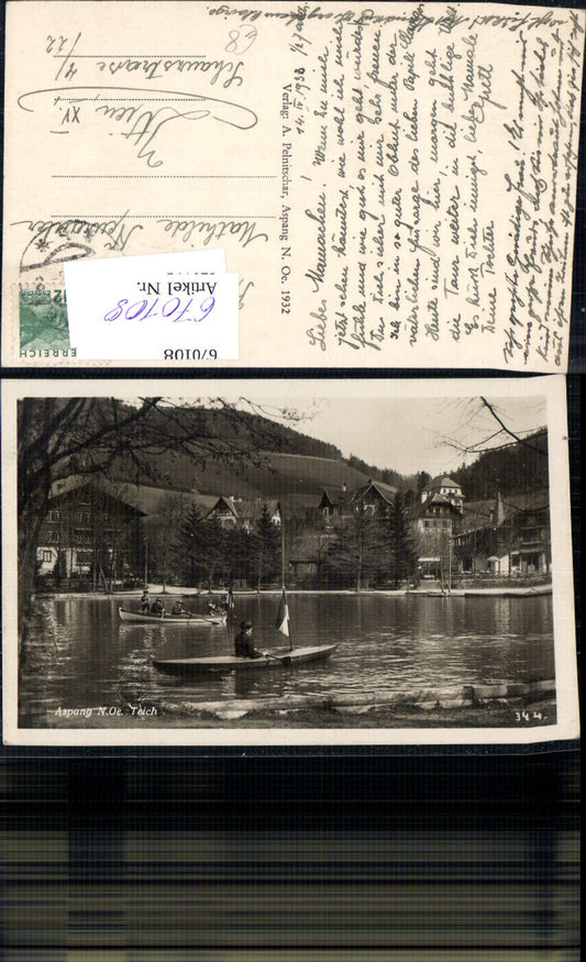 670108,Foto Ak Aspang Teich Ruderboote Boote Aspang Markt