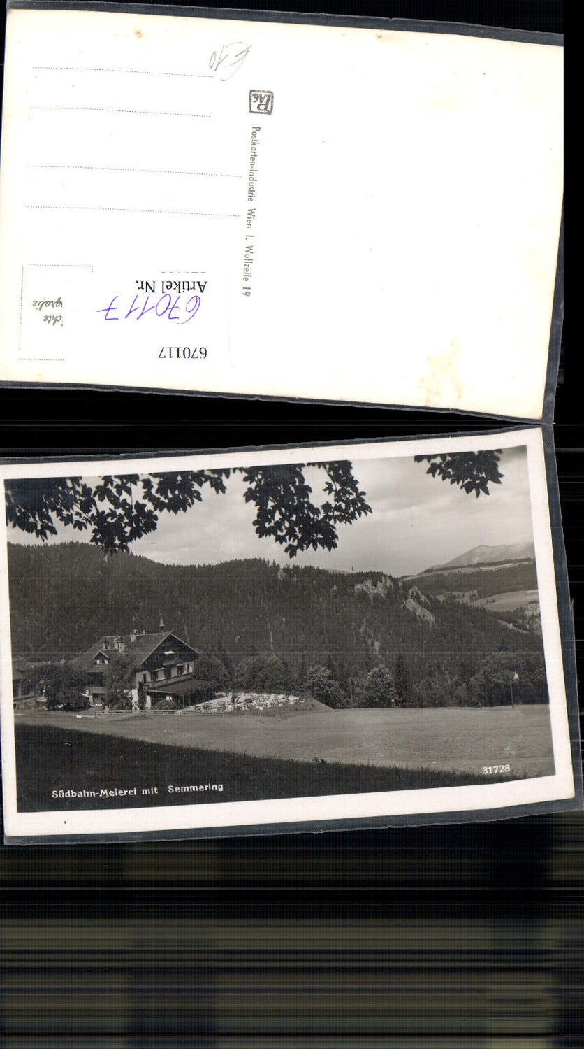 670117,Foto Ak Südbahn-Meierei mit Semmering Südbahnhotel
