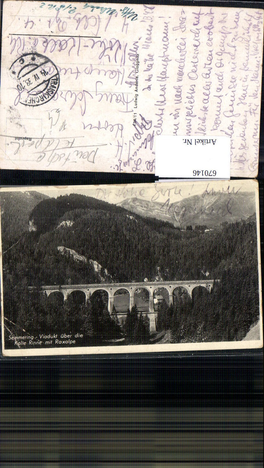 670146,Semmering Viadukt über d. Kalte Rinne mit Raxalpe Feldpost