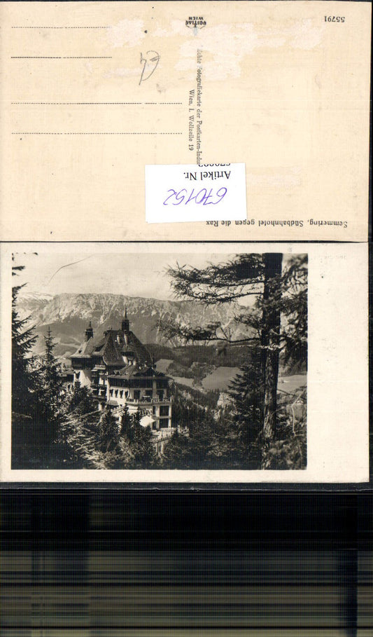 670152,Foto Ak Semmering Südbahnhotel geg. d. Rax