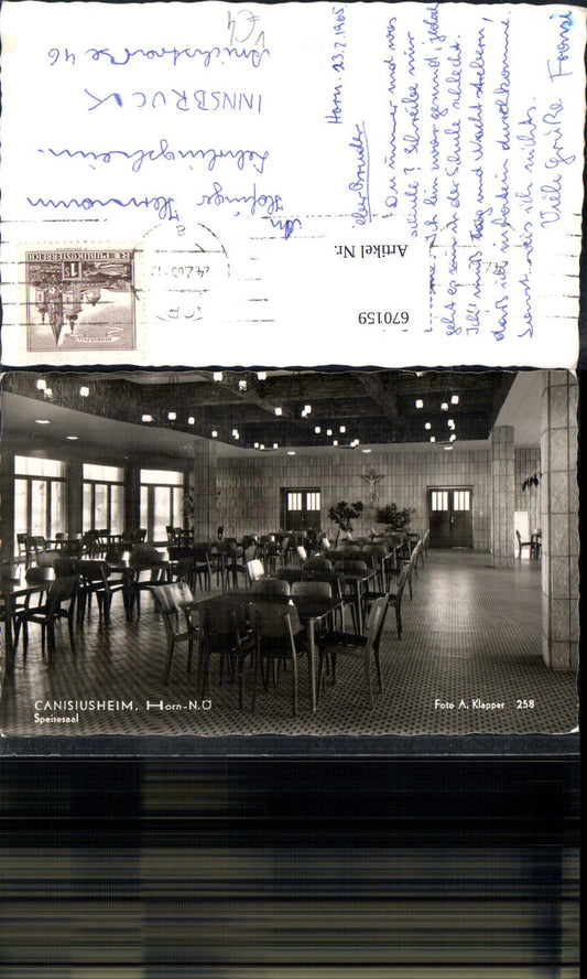 670159,Foto Ak Horn Canisiusheim Speisesaal Interieur pub A. Klapper 258
