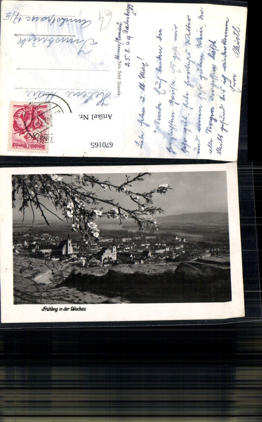 670165,Foto Ak Frühling in der Wachau Baumblüte Krems Donau