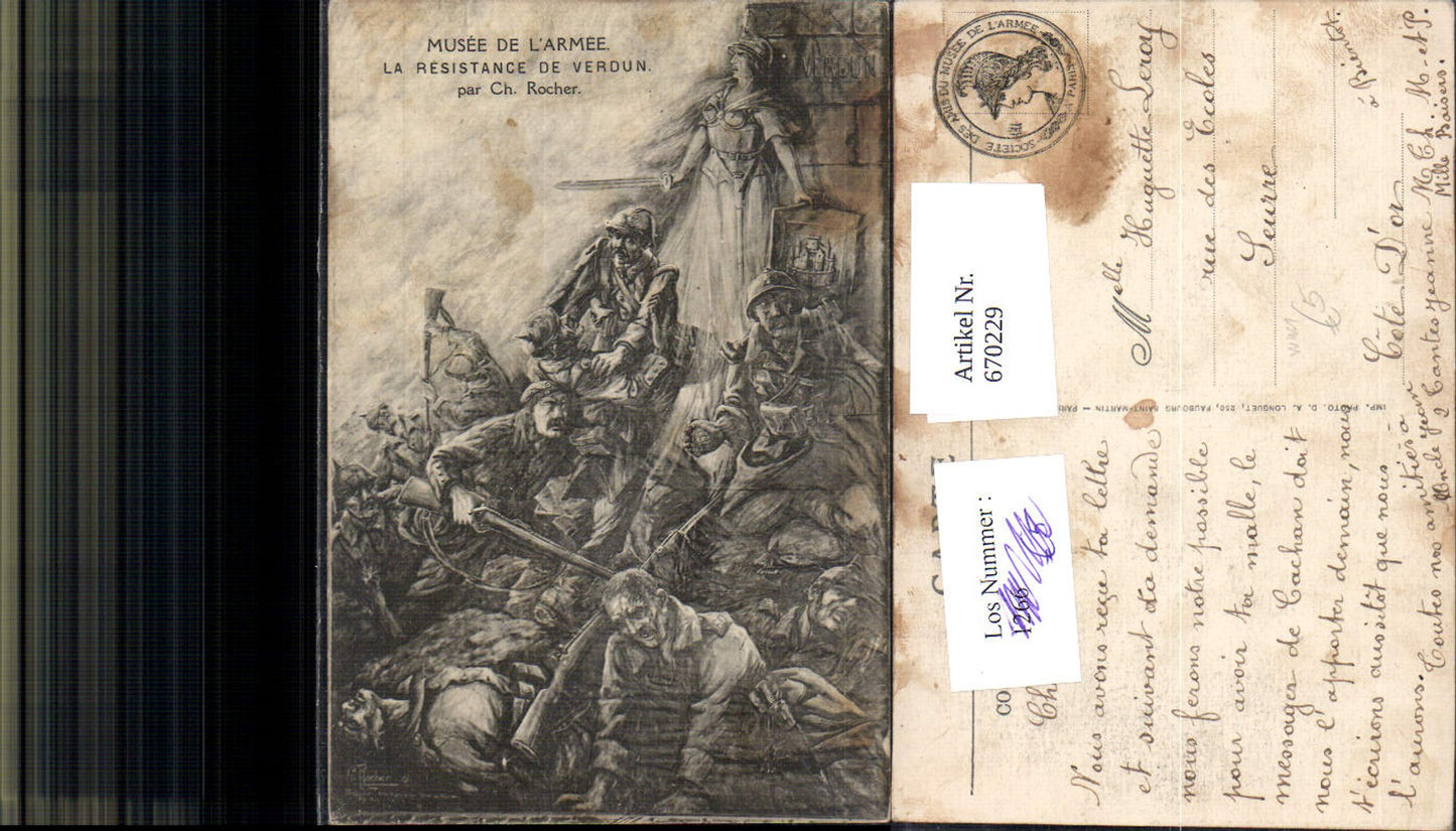 670229,Künstler Ak Ch. Rocher La Resistance de Verdun WW1 Krieg France