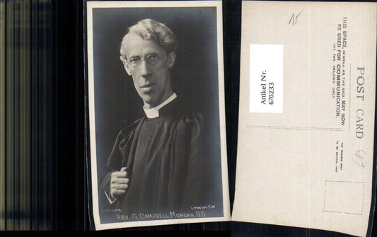 670233,Foto Ak Rev. G. Campell Morgan D.D. Geistlicher Prediger Great Britain