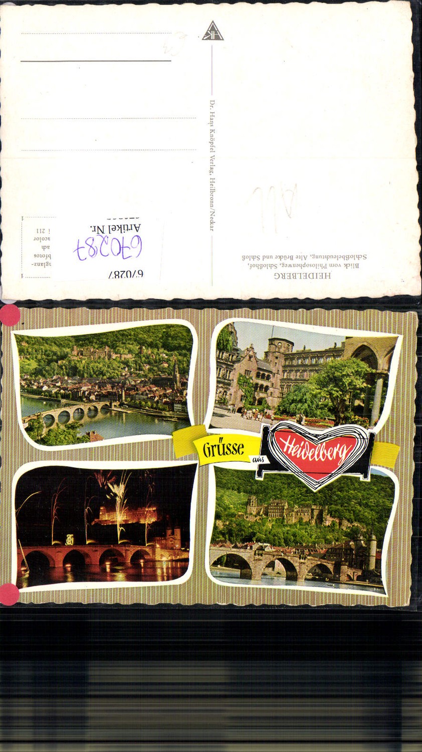 670287,Mehrbild Ak Heidelberg Blick v. Philosophenweg Schlosshof Alte Brücke