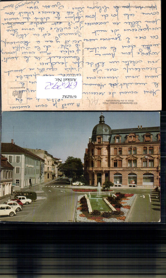 670292,Landau Pfalz Blick in die Reiterstraße VW Käfer Springbrunnen Brunnen