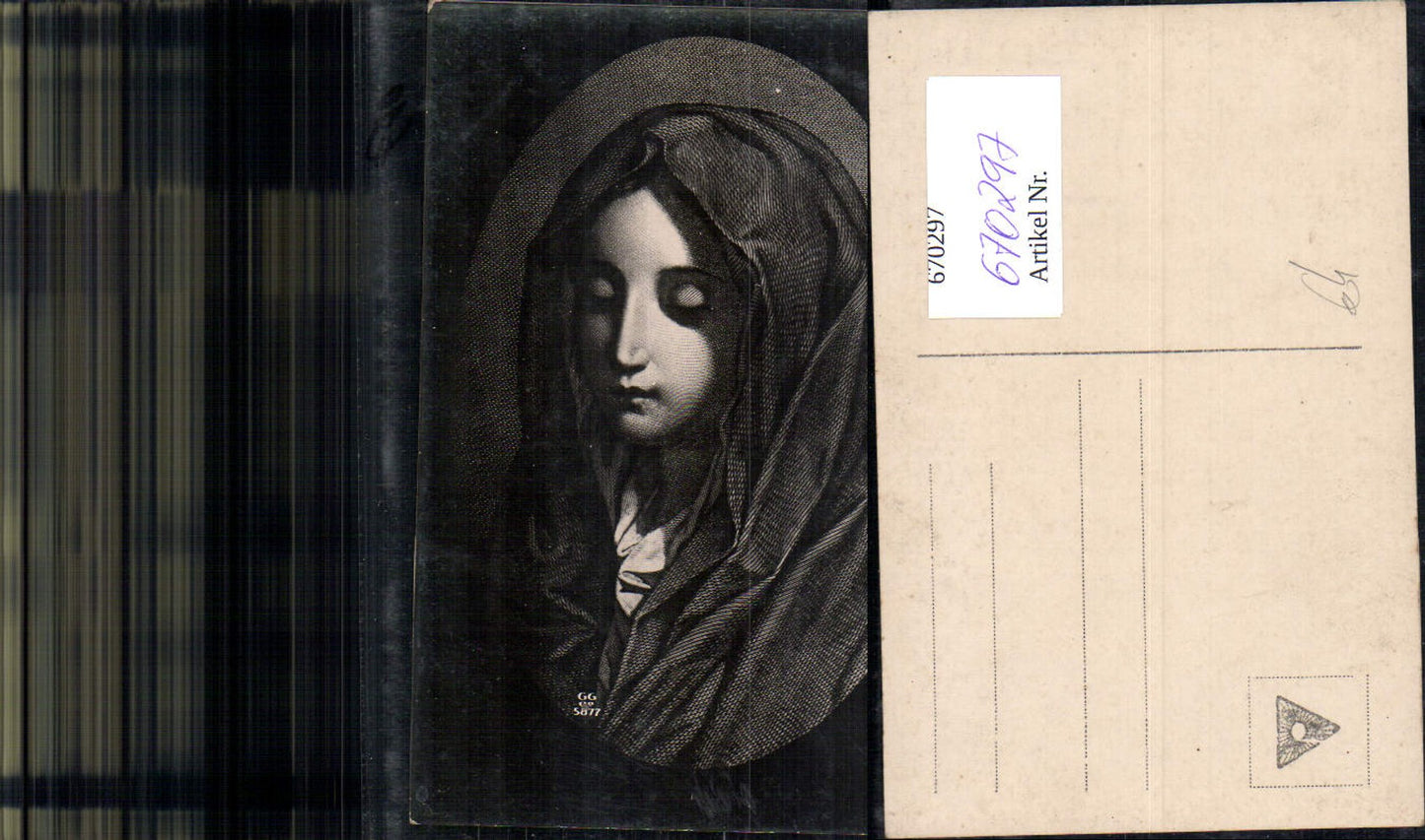670297,Künstler Ak Frau mit Kopftuch Portrait