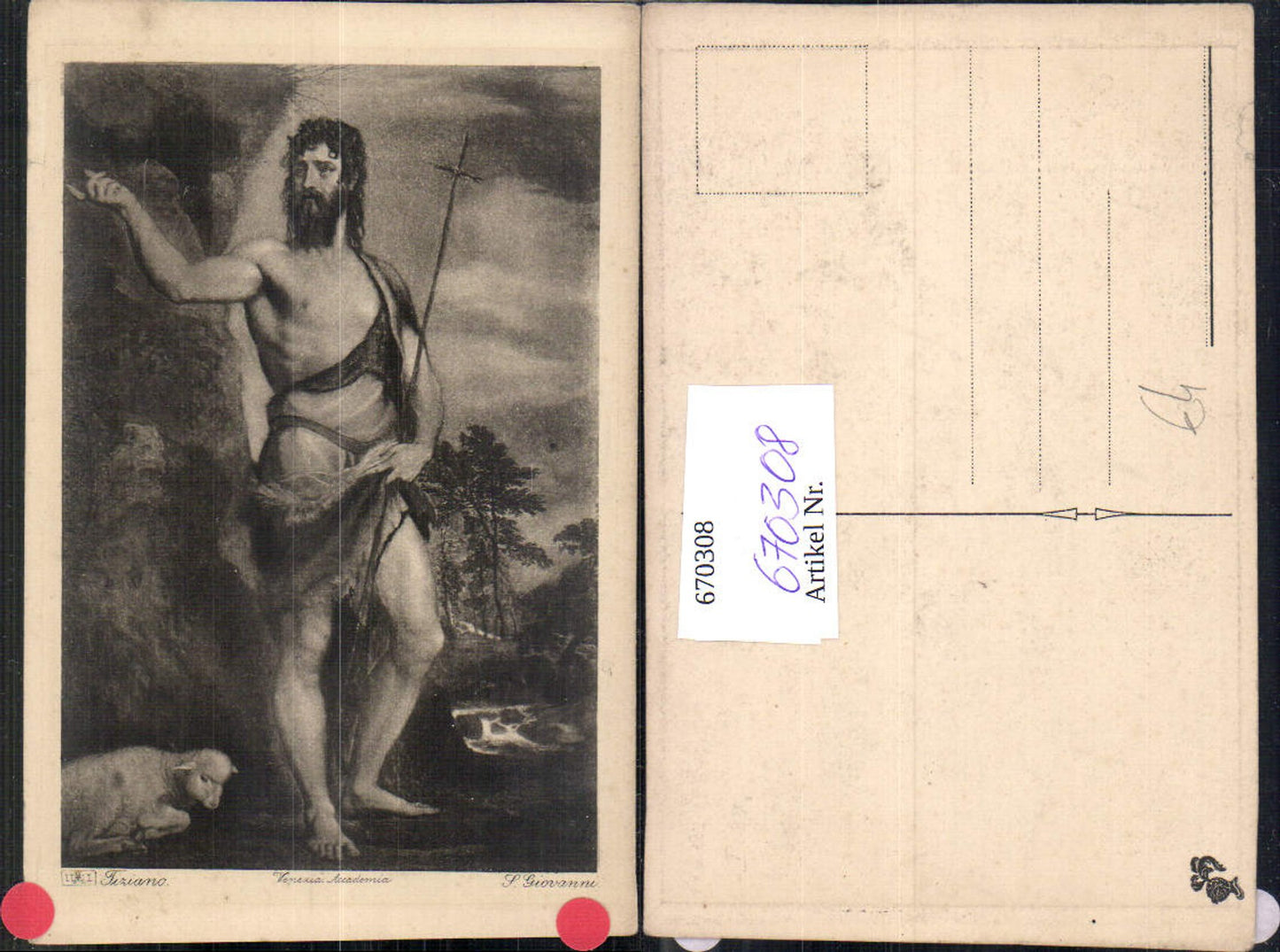670308,Künstler Ak Tiziano Tizian  S. Giovanni Heiliger Lann Kreuz Religion