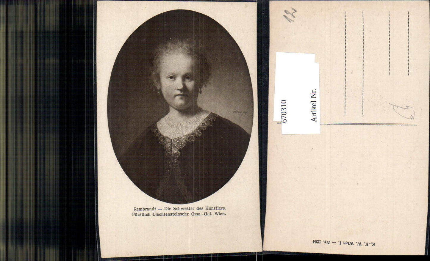 670310,Künstler Ak Rembrandt Die Schwester des Künstlers Portrait