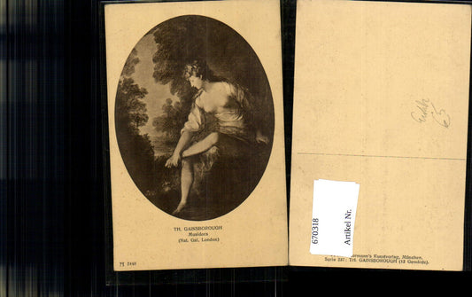 670318,Künstler Ak Th. Gainsborough Musidora Erotik Frau Barbusig Passepartout