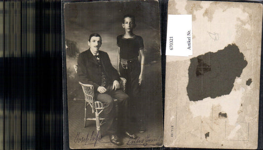 670321,Foto Ak Mann u. Junge Bub Anzug Portrait Vater u. Sohn