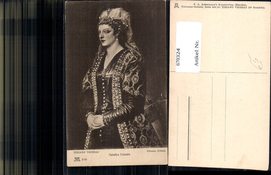 670324,Künstler Ak Tiziano Vecelli Caterina Cornaro Kleid Schmuck Krone Adel