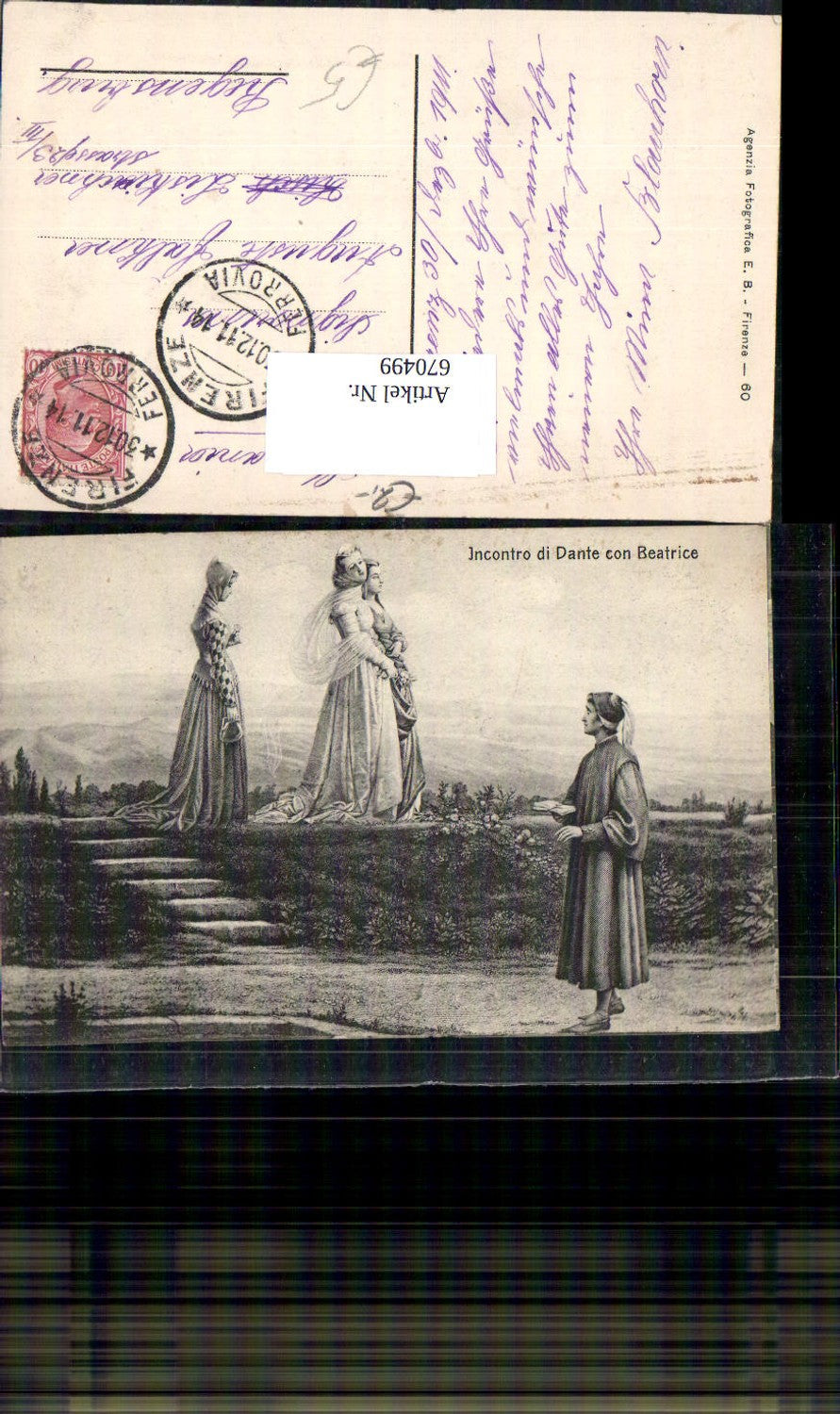670499,Künstler Ak Incontro di Dante don Beatrice Italy