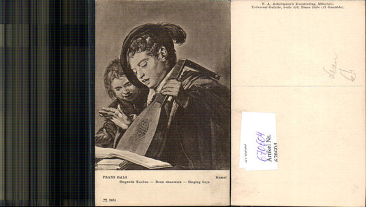 670604,Künstler Ak Frans Hals Singende Knaben Lesen Musik Mandoline