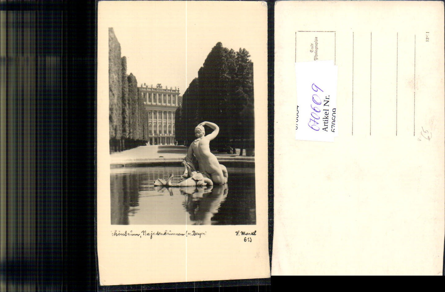 670609,Foto Ak Wien Vienna Schönbrunn Najadenbrunnen v. Beyer pub H. Martil 613