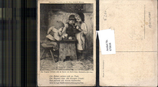 670618,Künstler Ak Herman Kaulbach Kinder Kaffee Kathreiners Malzkaffee