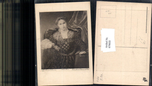 670633,Künstler Ak Lorenzo Lotto Ritratto di Laura da Pola Frau Portrait Federfächer