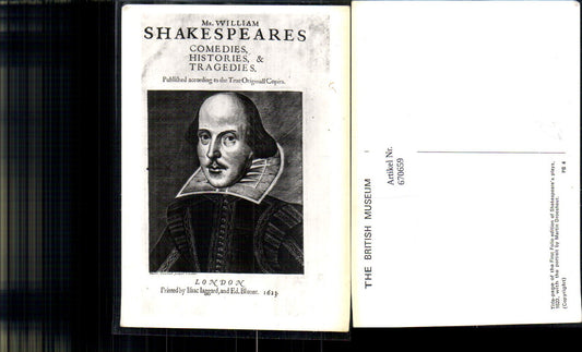 670659,Portrait William Shakespeare printed by Isaac Iaggard Ed. Blount England