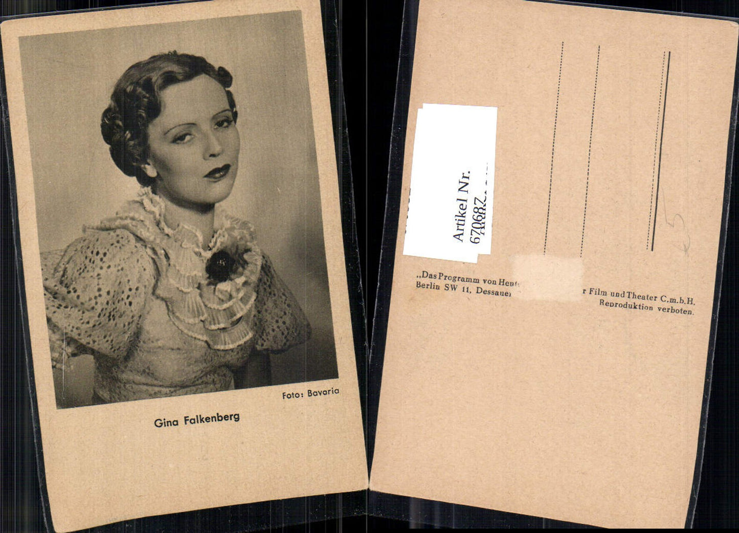 670687,Schauspielerin Gina Falkenberg Portrait pub Bavaria Film