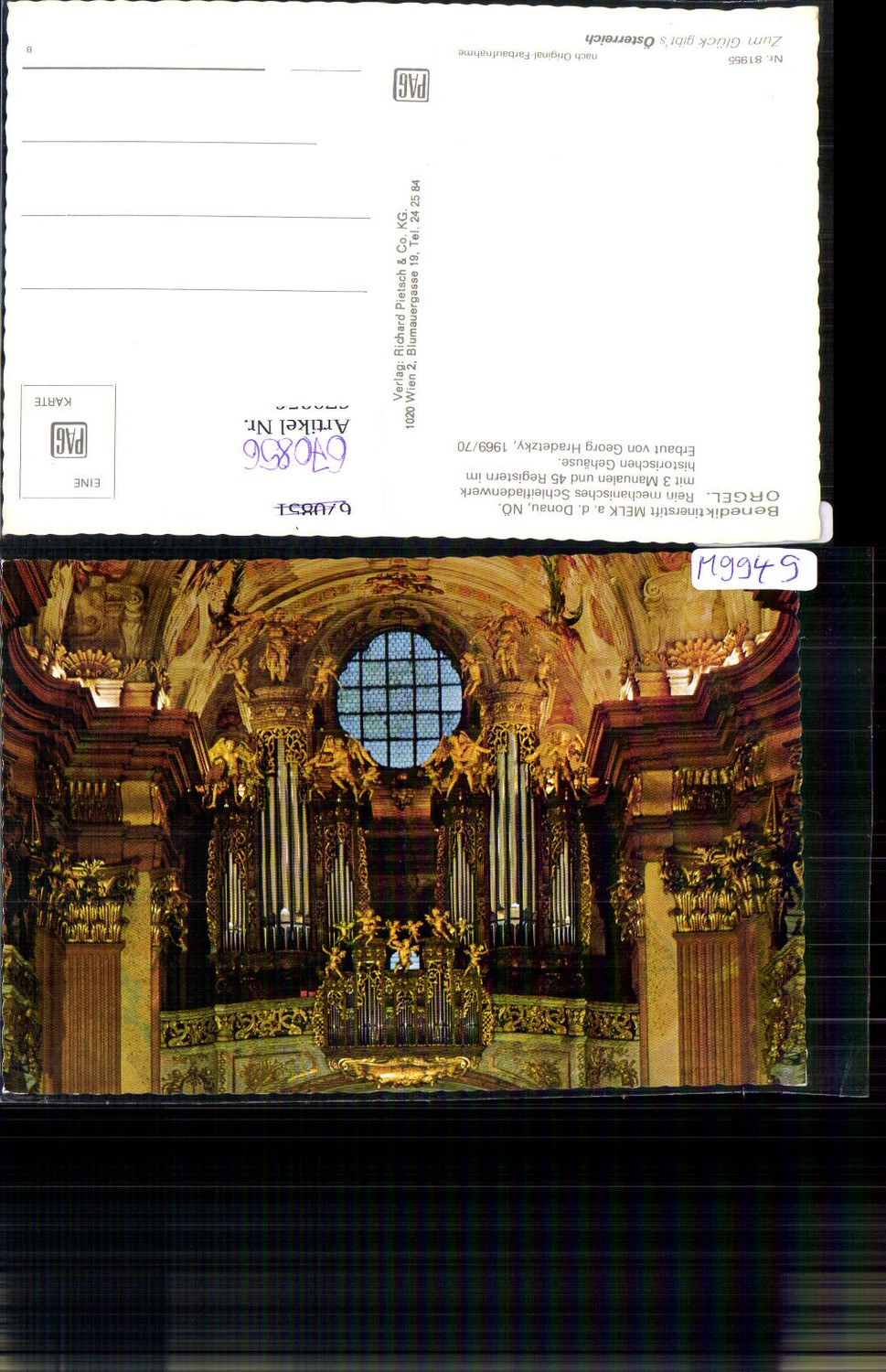 670856,Melk Stift Melk Benediktinerstift Innenansicht Orgel