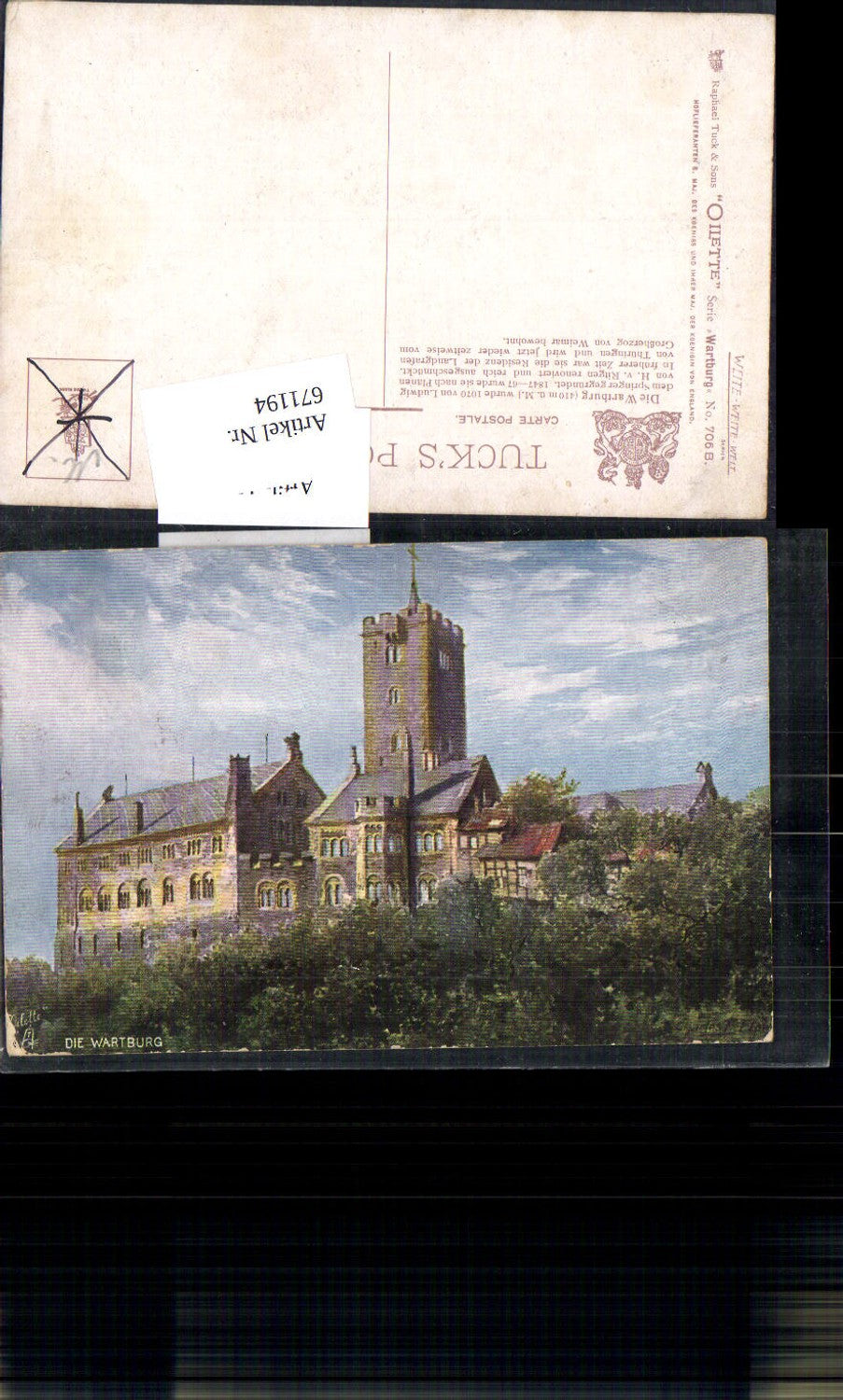 671194,Künstler AK Raphael Tuck Oilette 706 B Wartburg Eisenach Charles F. Flower