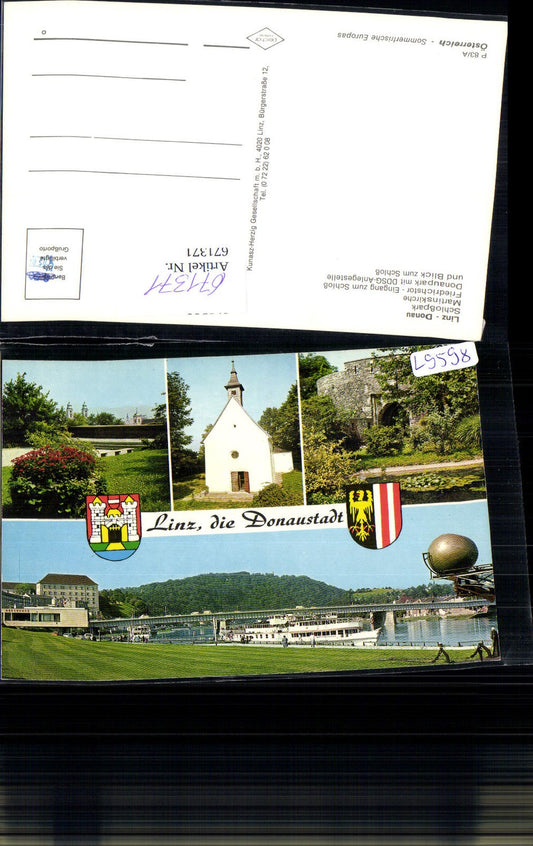 671371,Mehrbild Ak Linz a. d. Donau Schlosspark Martinskirche Friedrichstor Schiff Dampfer