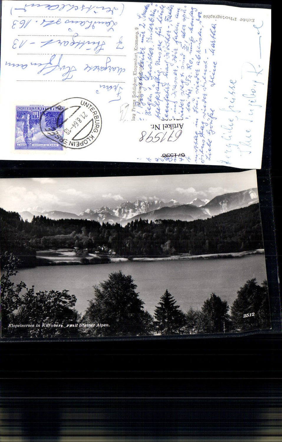 671598,Foto Ak Klopeinersee mit Steiner Alpen Sankt Kanzian am Klopeiner See