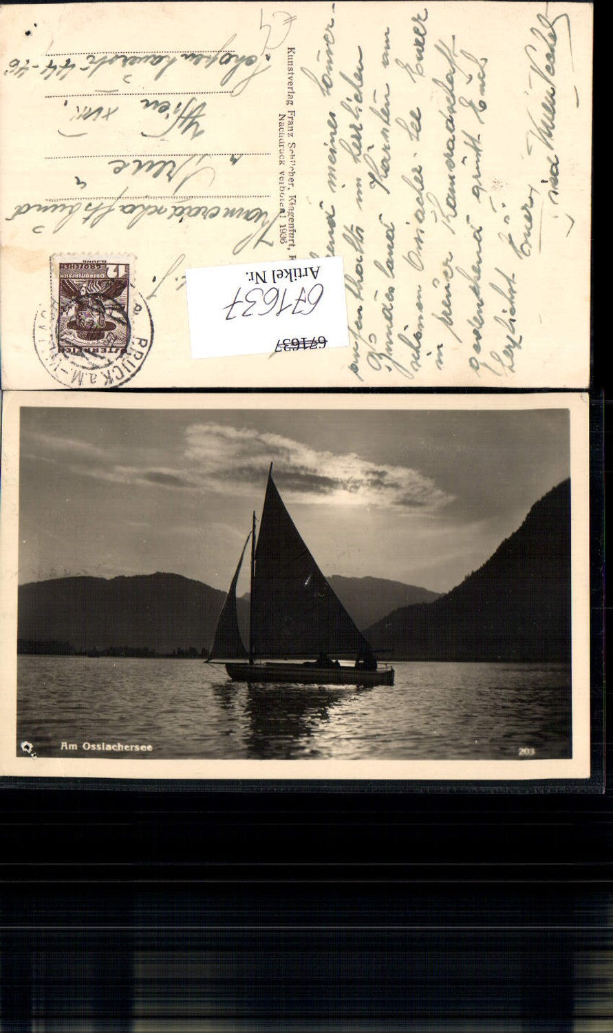 671637,Foto Ak Am Ossiachersee Segelboot Segeln Annenheim