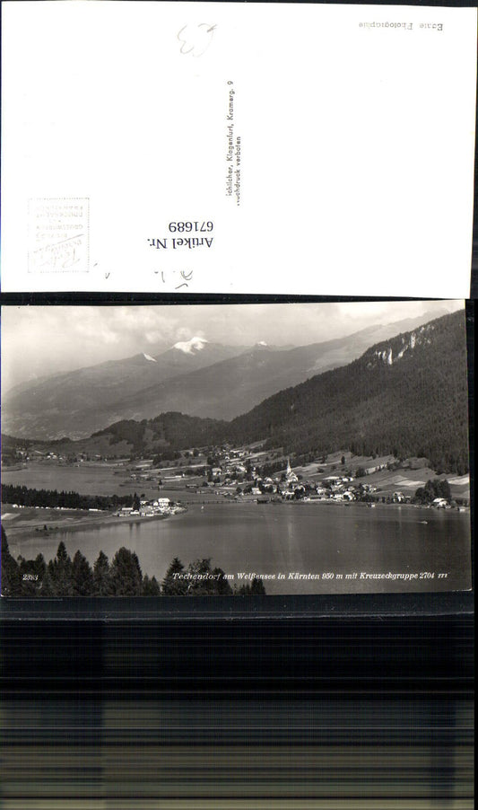 671689,Foto Ak Techendorf a. Weißensee m. Kreuzeckgruppe Weissensee