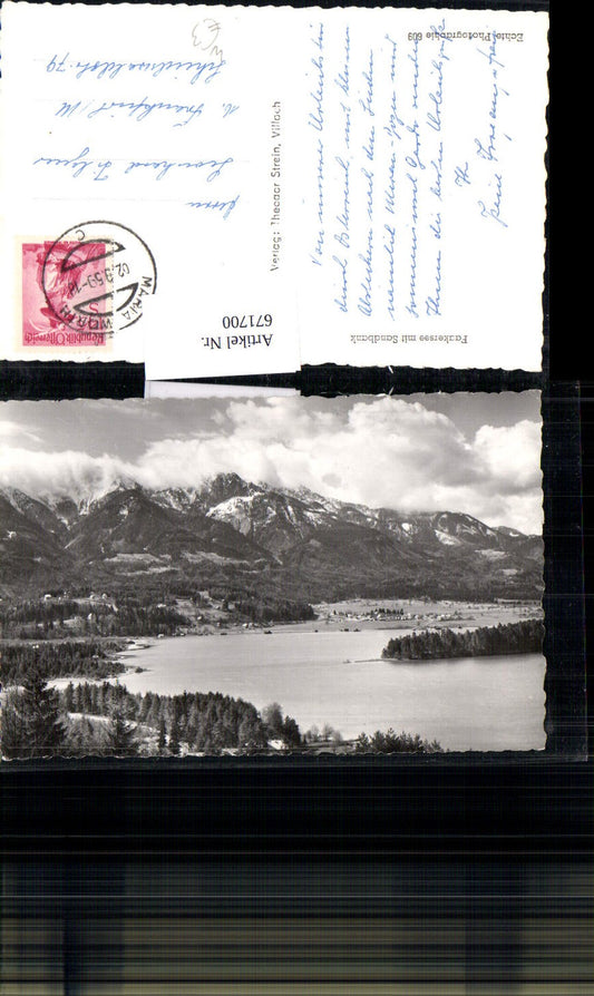 671700,Foto Ak Faakersee mit Sandbank Federaun Villach