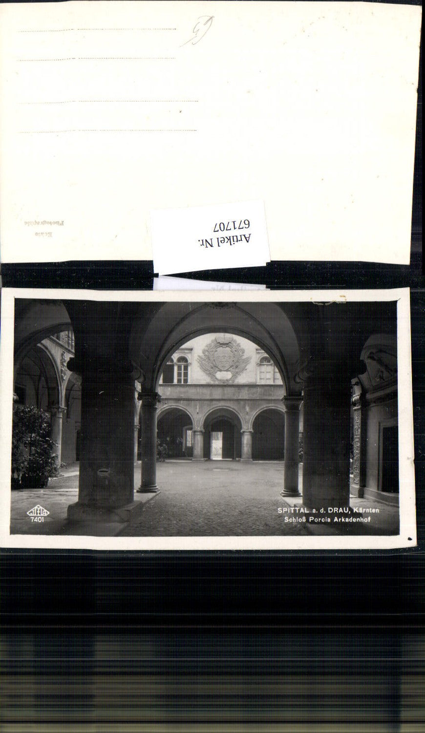 671707,Foto Ak Spittal a. d. Drau Schloss Porcia Arkadenhof
