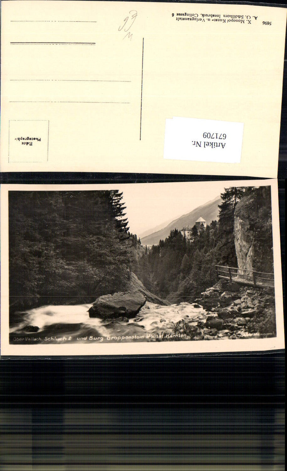 671709,Foto Ak Obervellach Schlucht u. Burg Groppenstein Mölltal