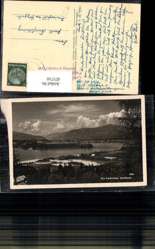 671710,Foto Ak Am Faakersee Sandbank Federaun Villach