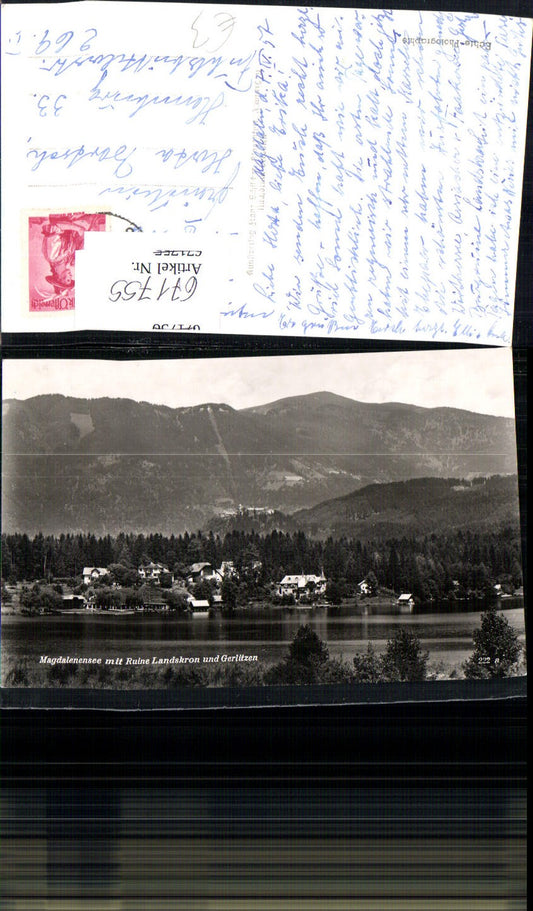 671755,Foto Ak Villach Magdalenensee m. Ruine Landskron u. Gerlitzen