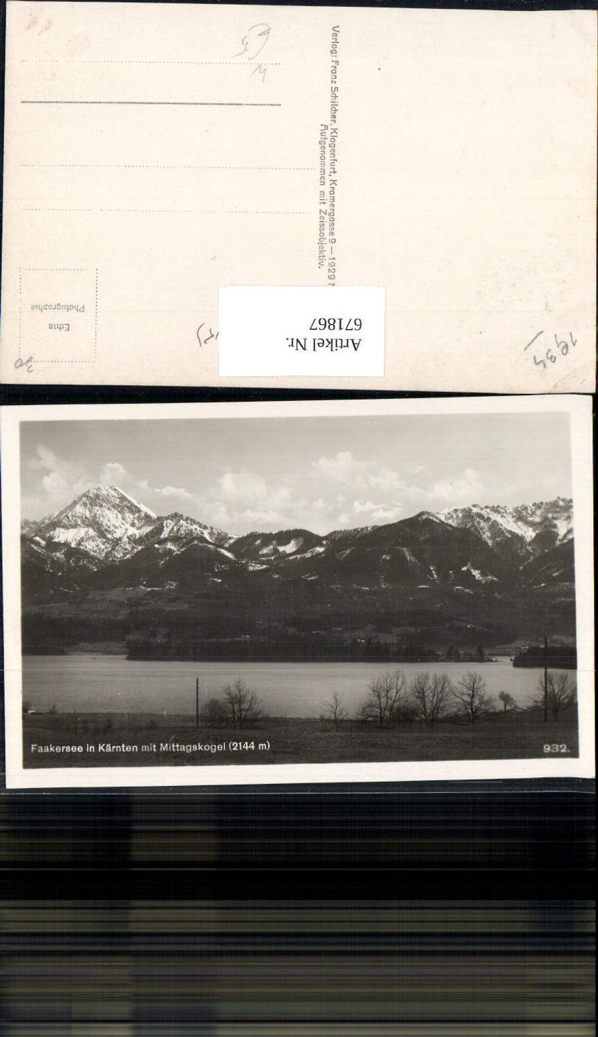 671867,Foto Ak Faaker See mit Mittagskogel Faak a. See