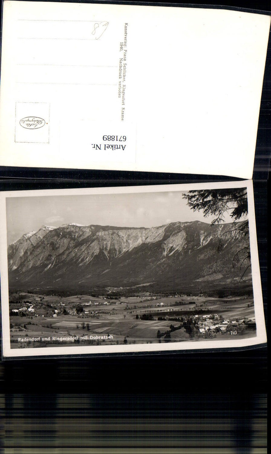 671889,Foto Ak Radendorf u. Riegersdorf mit Dobratsch Arnoldstein