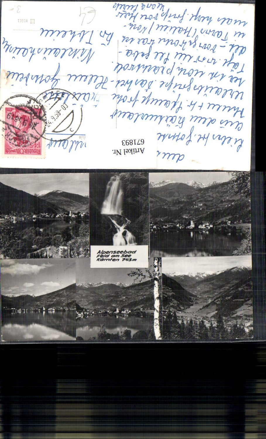 671893, Multi-image Ak Alpenseebad Feld a. See Waterfall