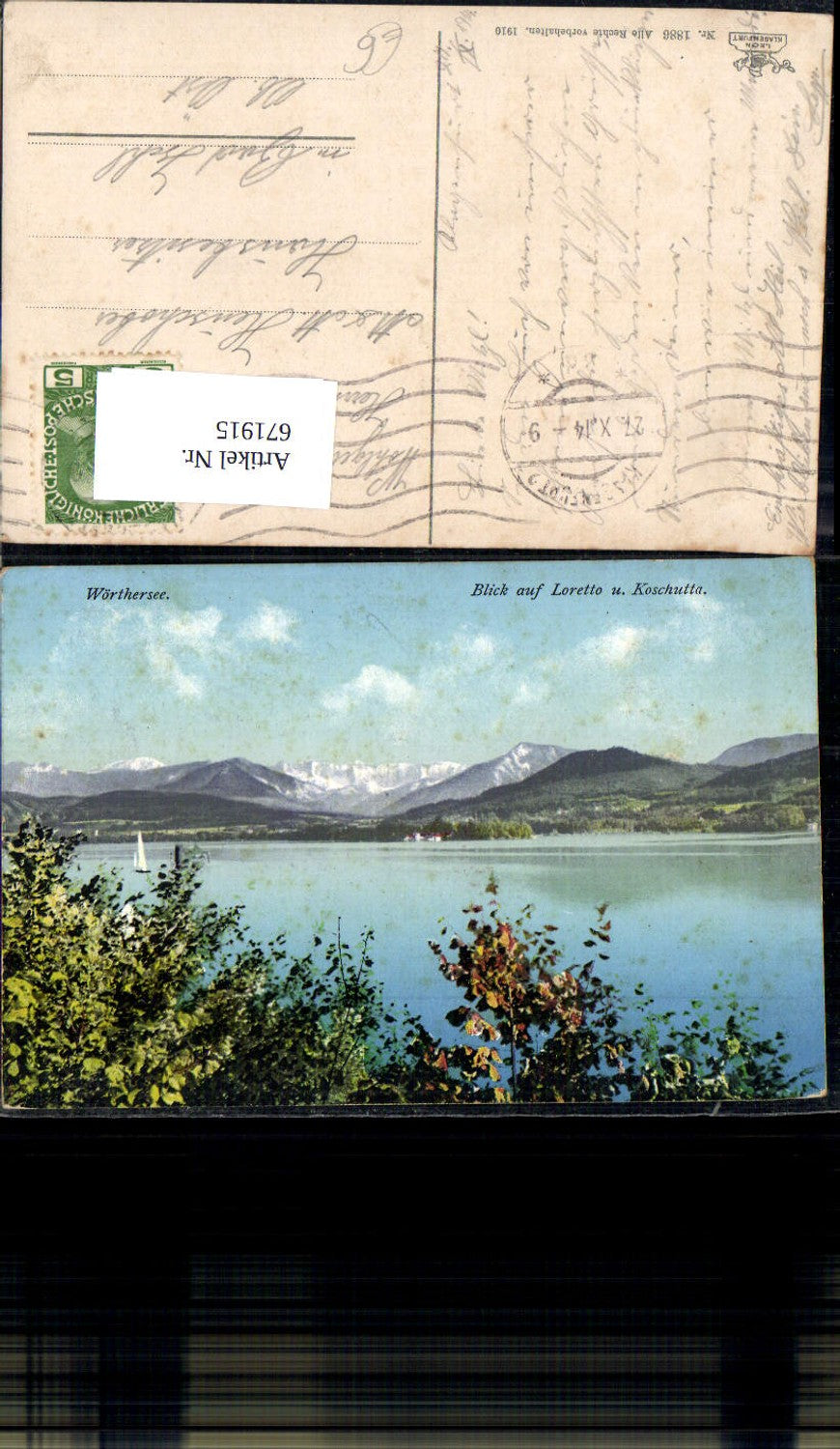 671915,Klagenfurt Wörthersee Blick auf Loretto u. Koschutta