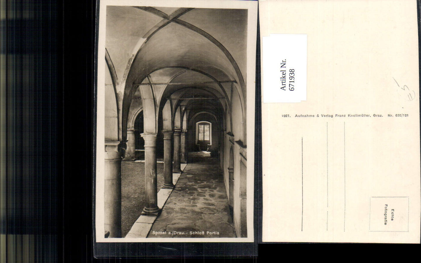 671938,Foto Ak Spittal a. d. Drau Schloss Portia Kreuzgang